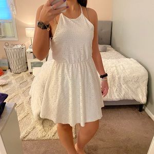 WHITE HALTER TOP DRESS